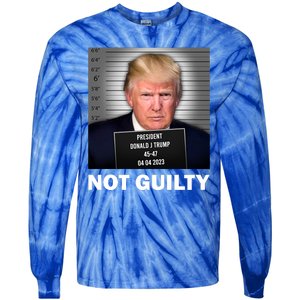 Funny Not Guilty Donald Trump Mug Shot Tie-Dye Long Sleeve Shirt