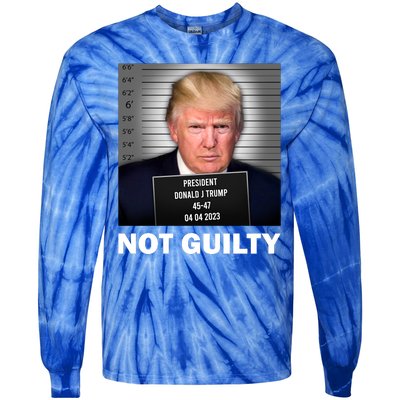 Funny Not Guilty Donald Trump Mug Shot Tie-Dye Long Sleeve Shirt