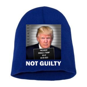 Funny Not Guilty Donald Trump Mug Shot Short Acrylic Beanie