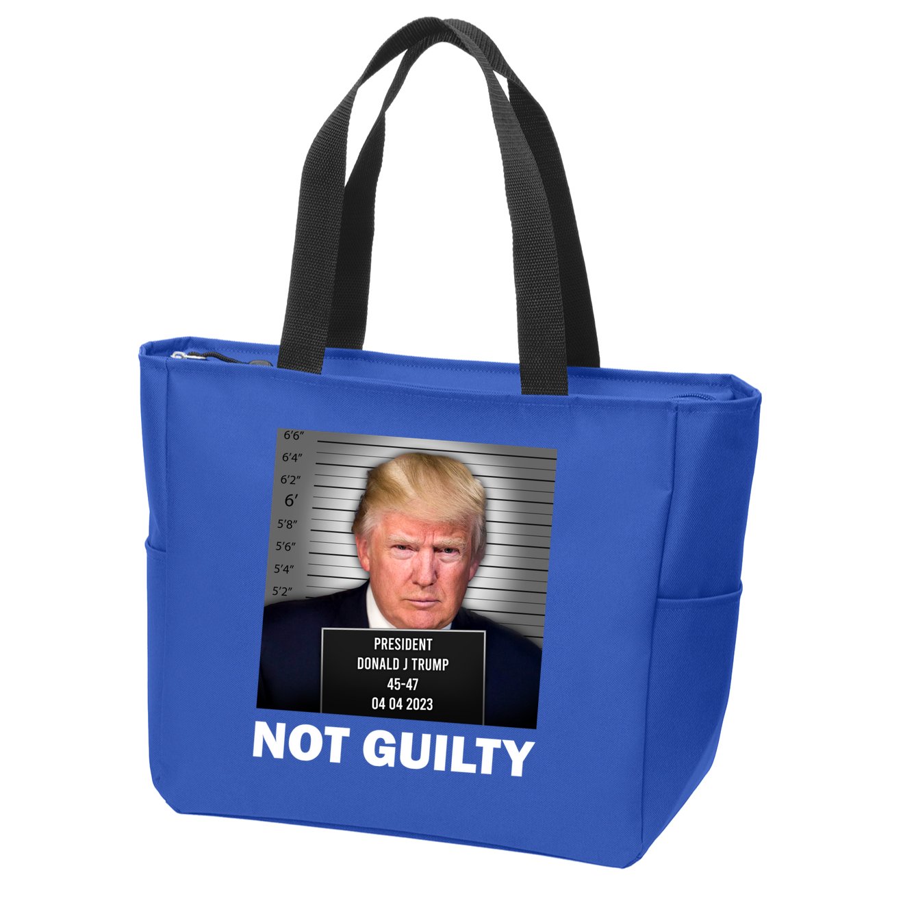 Funny Not Guilty Donald Trump Mug Shot Zip Tote Bag