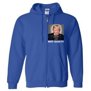 Funny Not Guilty Donald Trump Mug Shot Full Zip Hoodie