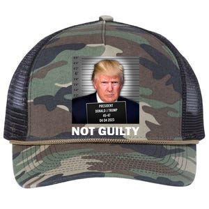 Funny Not Guilty Donald Trump Mug Shot Retro Rope Trucker Hat Cap