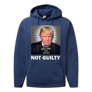 Funny Not Guilty Donald Trump Mug Shot Performance Fleece Hoodie