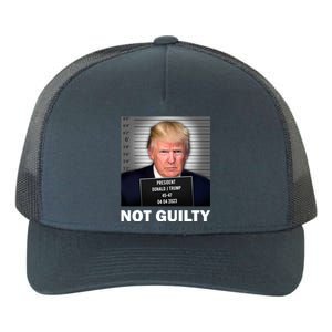 Funny Not Guilty Donald Trump Mug Shot Yupoong Adult 5-Panel Trucker Hat