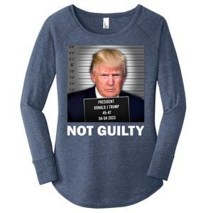 Funny Not Guilty Donald Trump Mug Shot Women's Perfect Tri Tunic Long Sleeve Shirt