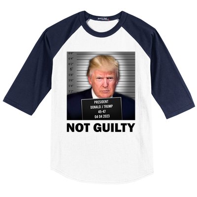 Funny Not Guilty Donald Trump Mug Shot Baseball Sleeve Shirt