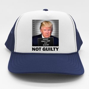 Funny Not Guilty Donald Trump Mug Shot Trucker Hat