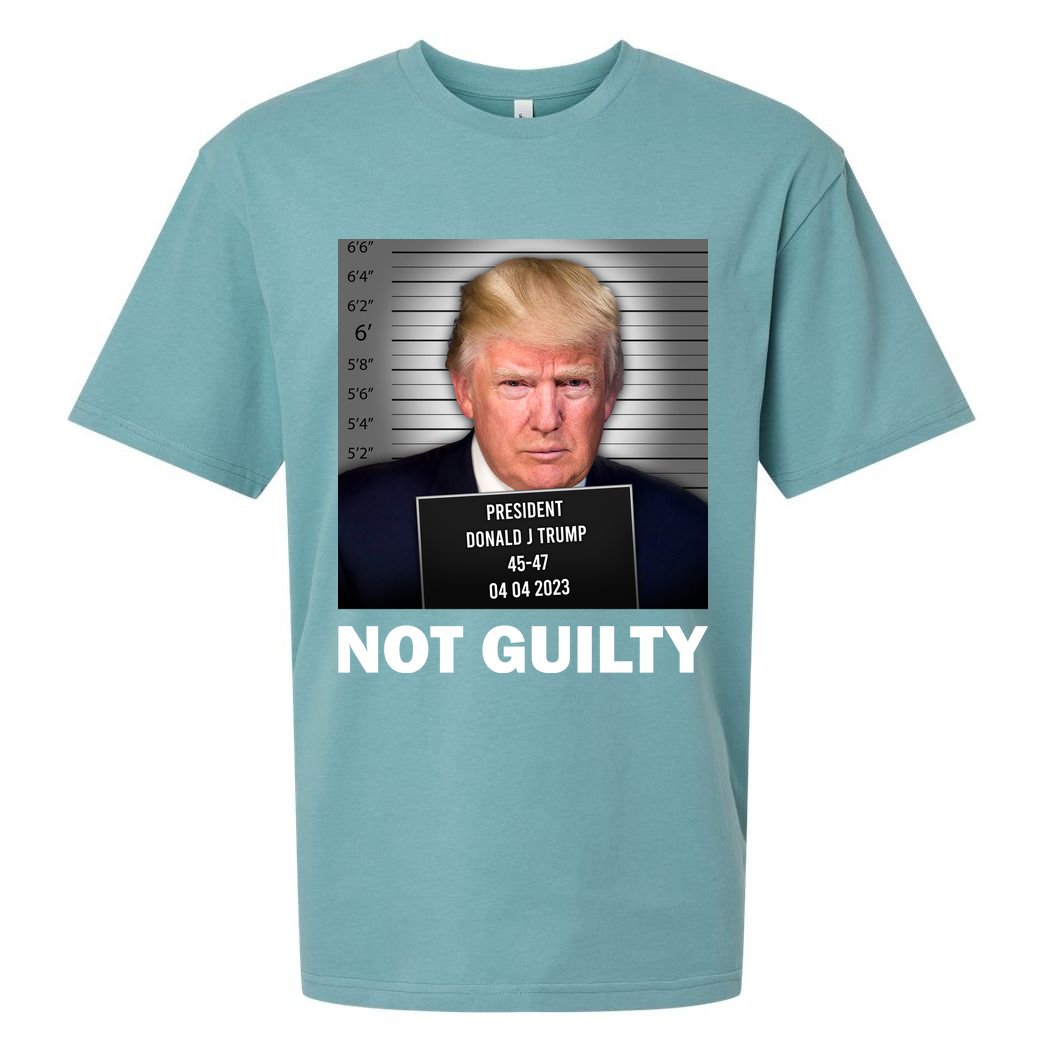 Funny Not Guilty Donald Trump Mug Shot Sueded Cloud Jersey T-Shirt