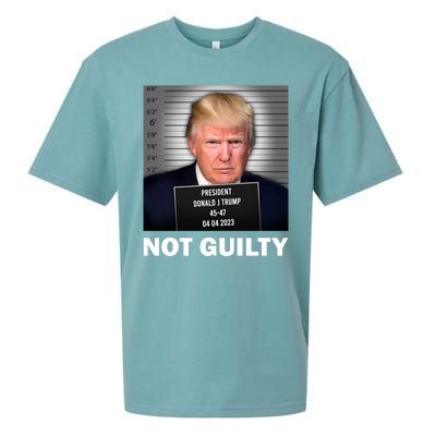 Funny Not Guilty Donald Trump Mug Shot Sueded Cloud Jersey T-Shirt