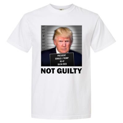 Funny Not Guilty Donald Trump Mug Shot Garment-Dyed Heavyweight T-Shirt