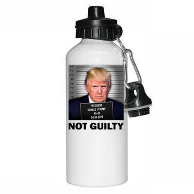 Funny Not Guilty Donald Trump Mug Shot Aluminum Water Bottle