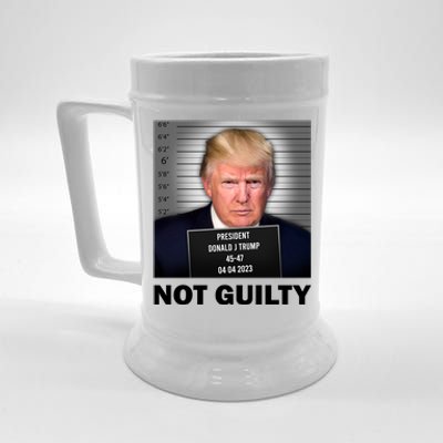 Funny Not Guilty Donald Trump Mug Shot Beer Stein