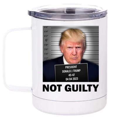 Funny Not Guilty Donald Trump Mug Shot 12 oz Stainless Steel Tumbler Cup