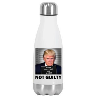 Funny Not Guilty Donald Trump Mug Shot Stainless Steel Insulated Water Bottle