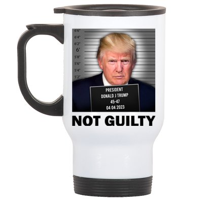 Funny Not Guilty Donald Trump Mug Shot Stainless Steel Travel Mug