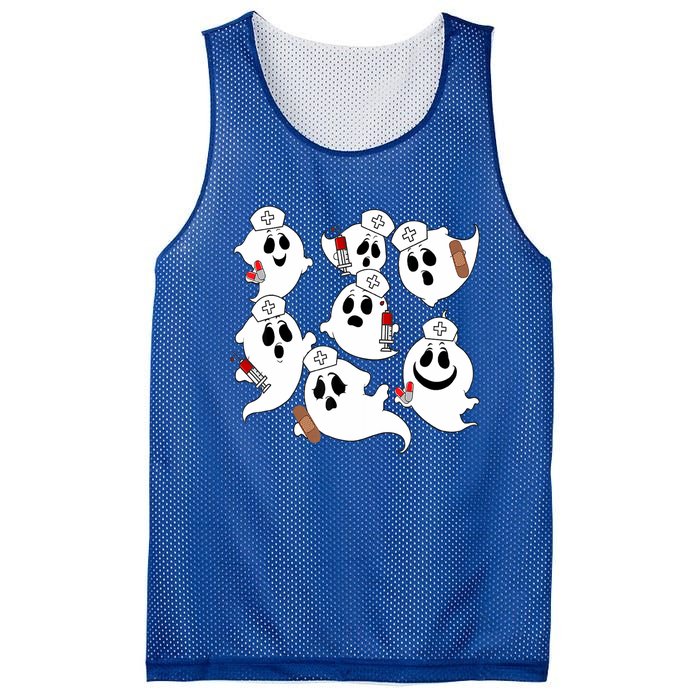 Funny Nurse Ghost Boo Scrub Western Halloween Spooky Season Great Gift Mesh Reversible Basketball Jersey Tank