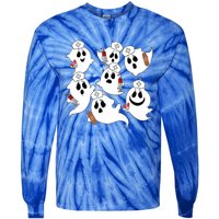 Funny Nurse Ghost Boo Scrub Western Halloween Spooky Season Great Gift Tie-Dye Long Sleeve Shirt