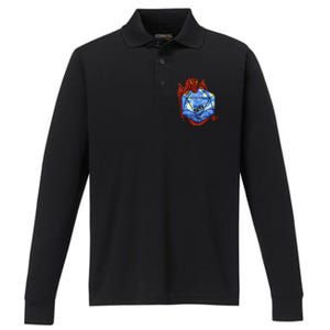 Funny Nerdy Gamer, Fantasy Art, Starry Night Performance Long Sleeve Polo