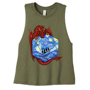 Funny Nerdy Gamer, Fantasy Art, Starry Night Women's Racerback Cropped Tank