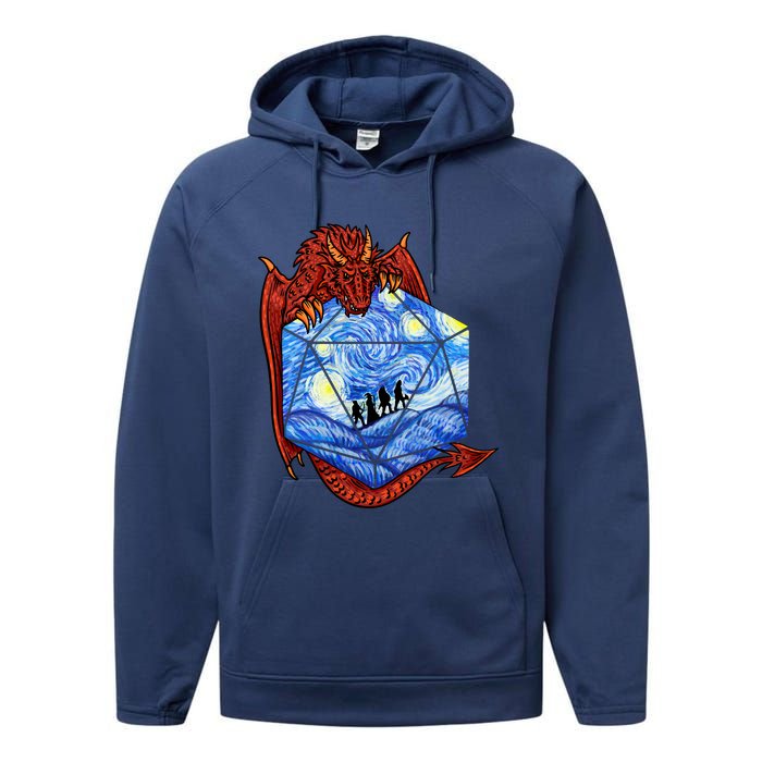 Funny Nerdy Gamer, Fantasy Art, Starry Night Performance Fleece Hoodie