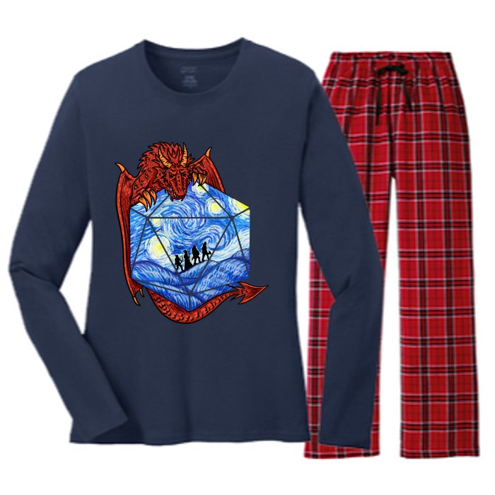 Funny Nerdy Gamer, Fantasy Art, Starry Night Women's Long Sleeve Flannel Pajama Set 