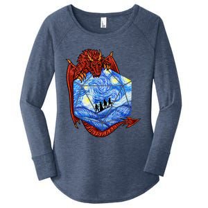 Funny Nerdy Gamer, Fantasy Art, Starry Night Women's Perfect Tri Tunic Long Sleeve Shirt