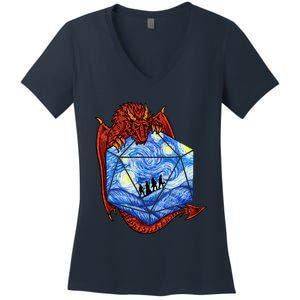 Funny Nerdy Gamer, Fantasy Art, Starry Night Women's V-Neck T-Shirt