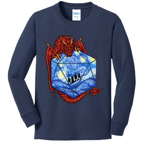 Funny Nerdy Gamer, Fantasy Art, Starry Night Kids Long Sleeve Shirt