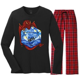 Funny Nerdy Gamer Fantasy Art Starry Night Gift Women's Long Sleeve Flannel Pajama Set 