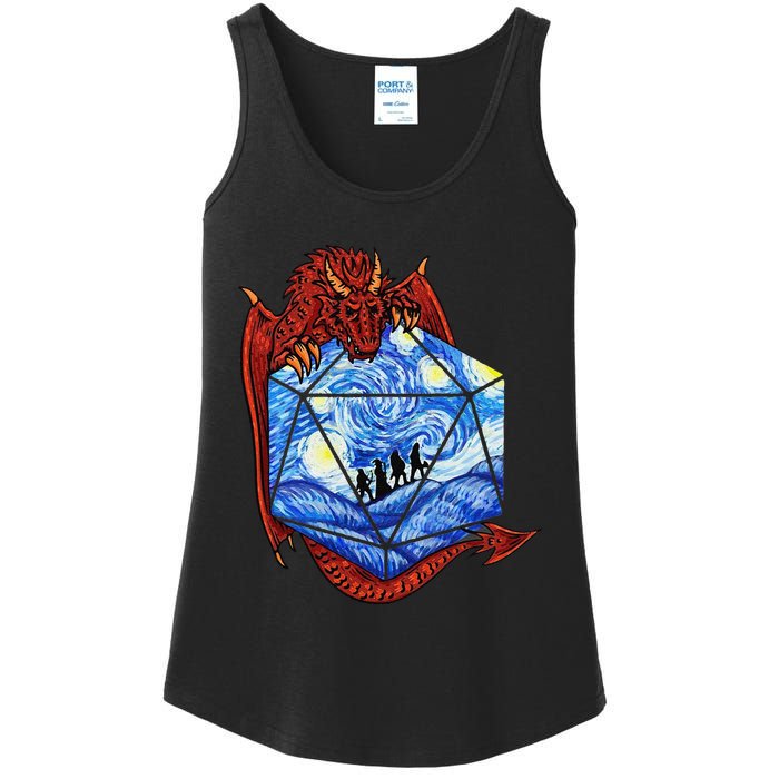 Funny Nerdy Gamer Fantasy Art Starry Night Gift Ladies Essential Tank