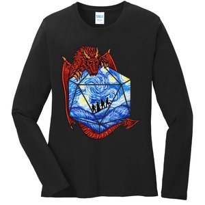 Funny Nerdy Gamer Fantasy Art Starry Night Gift Ladies Long Sleeve Shirt