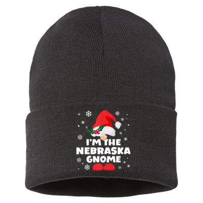 Funny Nebraska Gnome Family Matching Group Happy Christmas Sustainable Knit Beanie