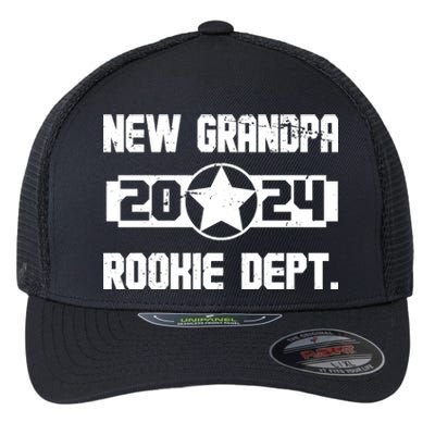 Funny New Grandpa Rookie Dept 2024 Flexfit Unipanel Trucker Cap