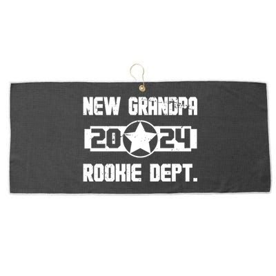 Funny New Grandpa Rookie Dept 2024 Large Microfiber Waffle Golf Towel