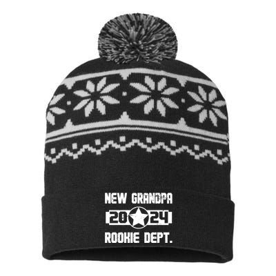 Funny New Grandpa Rookie Dept 2024 USA-Made Snowflake Beanie