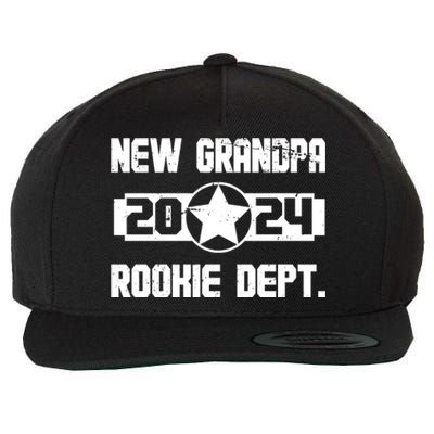 Funny New Grandpa Rookie Dept 2024 Wool Snapback Cap