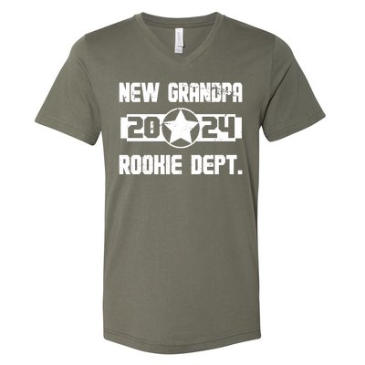 Funny New Grandpa Rookie Dept 2024 V-Neck T-Shirt