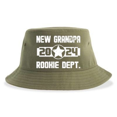 Funny New Grandpa Rookie Dept 2024 Sustainable Bucket Hat