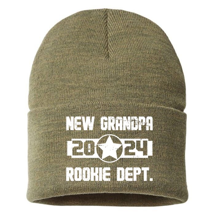 Funny New Grandpa Rookie Dept 2024 Sustainable Knit Beanie