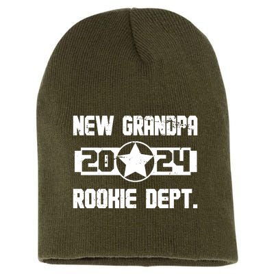 Funny New Grandpa Rookie Dept 2024 Short Acrylic Beanie