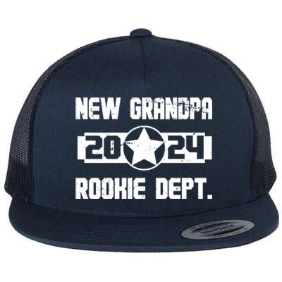 Funny New Grandpa Rookie Dept 2024 Flat Bill Trucker Hat