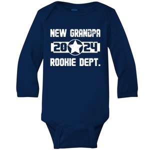 Funny New Grandpa Rookie Dept 2024 Baby Long Sleeve Bodysuit