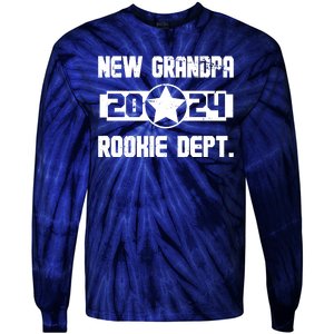 Funny New Grandpa Rookie Dept 2024 Tie-Dye Long Sleeve Shirt