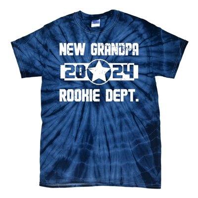 Funny New Grandpa Rookie Dept 2024 Tie-Dye T-Shirt