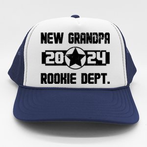 Funny New Grandpa Rookie Dept 2024 Trucker Hat