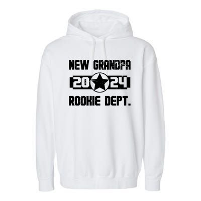 Funny New Grandpa Rookie Dept 2024 Garment-Dyed Fleece Hoodie