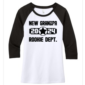 Funny New Grandpa Rookie Dept 2024 Women's Tri-Blend 3/4-Sleeve Raglan Shirt