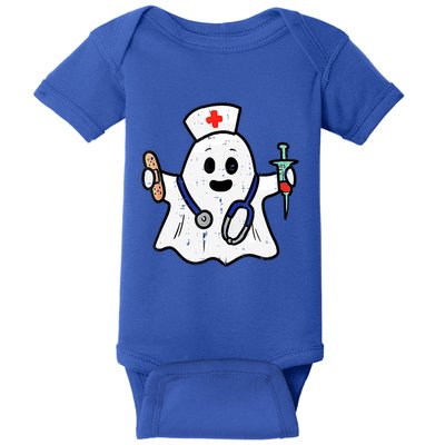Funny Nurse Ghost Boo Scrub Pocket Halloween Spooky Season Gift Baby Bodysuit