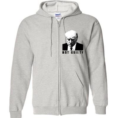 Funny Not Guilty Donald Trump Mug Shot Full Zip Hoodie