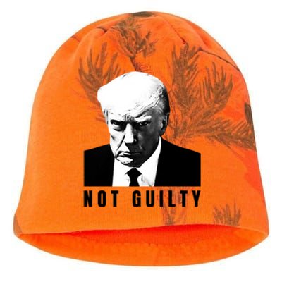 Funny Not Guilty Donald Trump Mug Shot Kati - Camo Knit Beanie